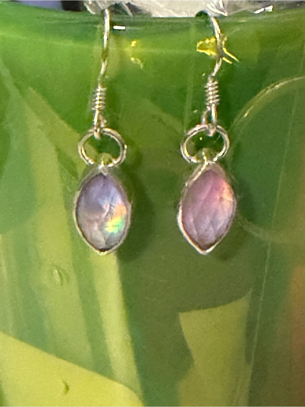 Sterling Silver aura opal earrings